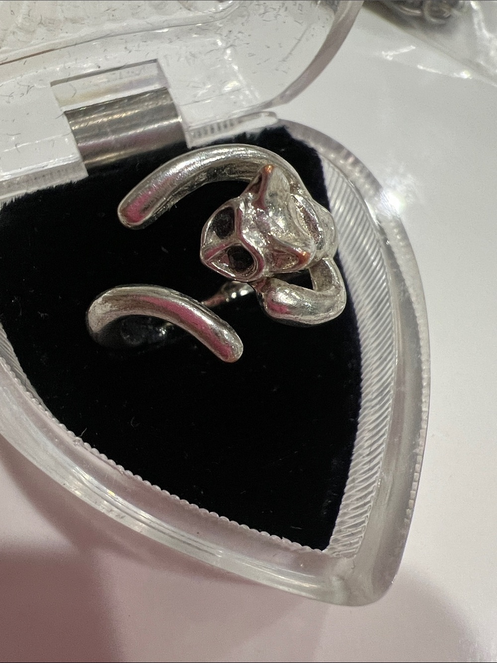 B#85Cat Ring - Silver Cat Face  Band